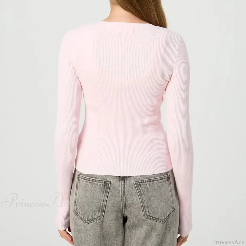 Solid Ribbed Button Up Slim Knit Cardigan cardiagn-250126