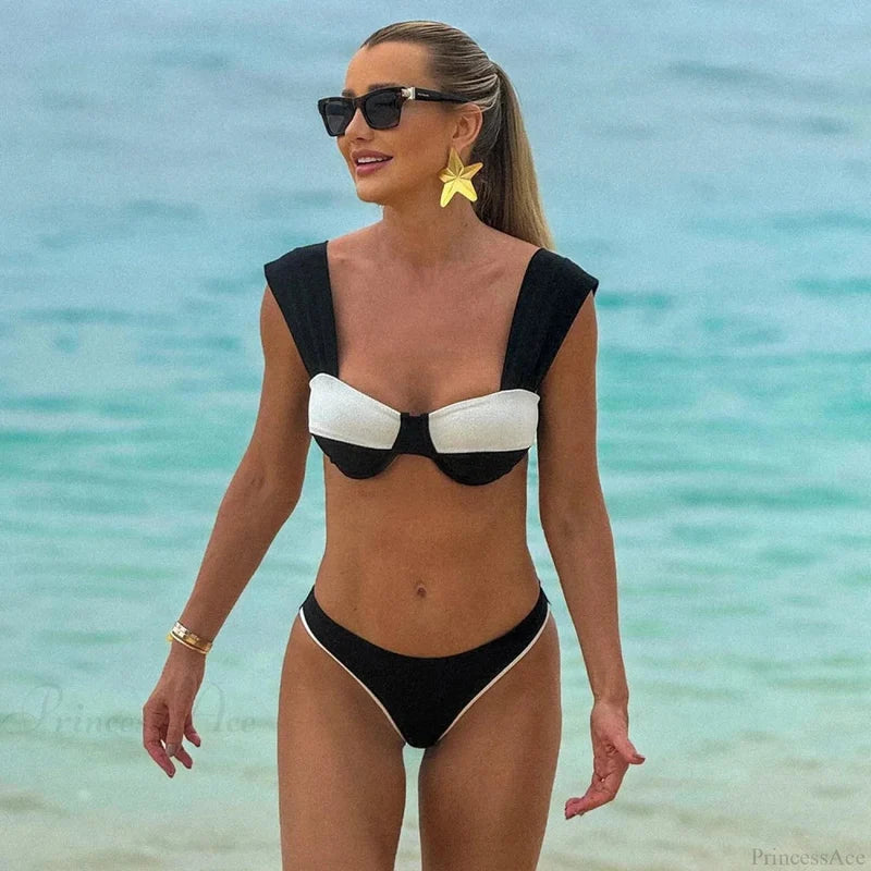 Solid Two Piece Micro Bikini Set black / S
