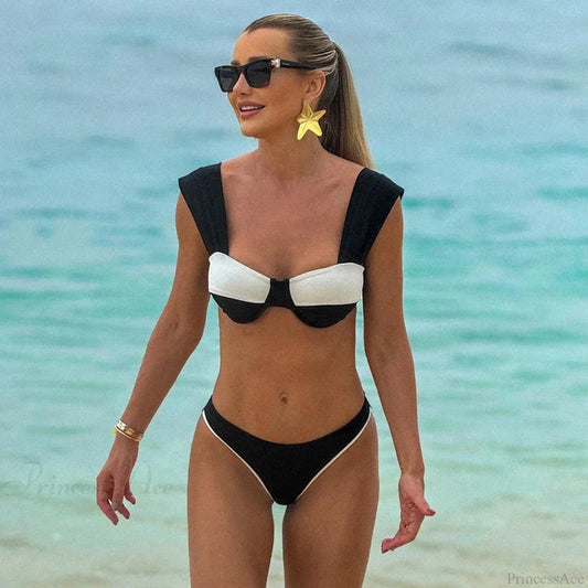 Solid Two Piece Micro Bikini Set black / S
