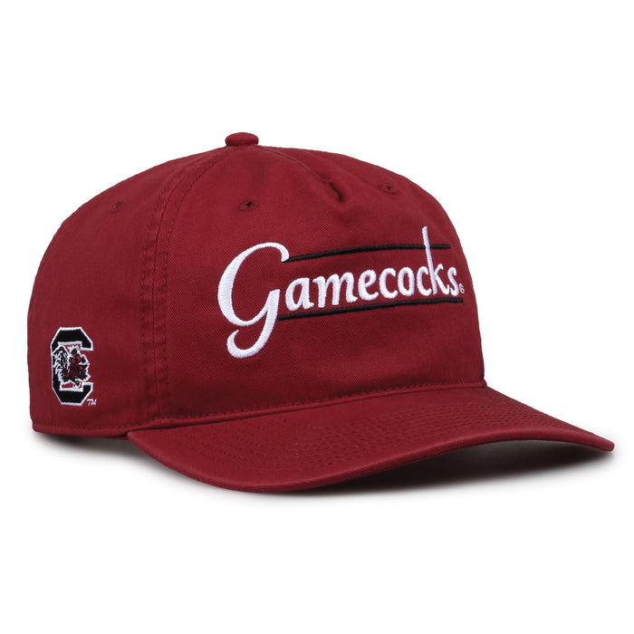 South Carolina Gamecocks Original Heritage Bar Snapback in cardinal, angled view showing matching crown and brim