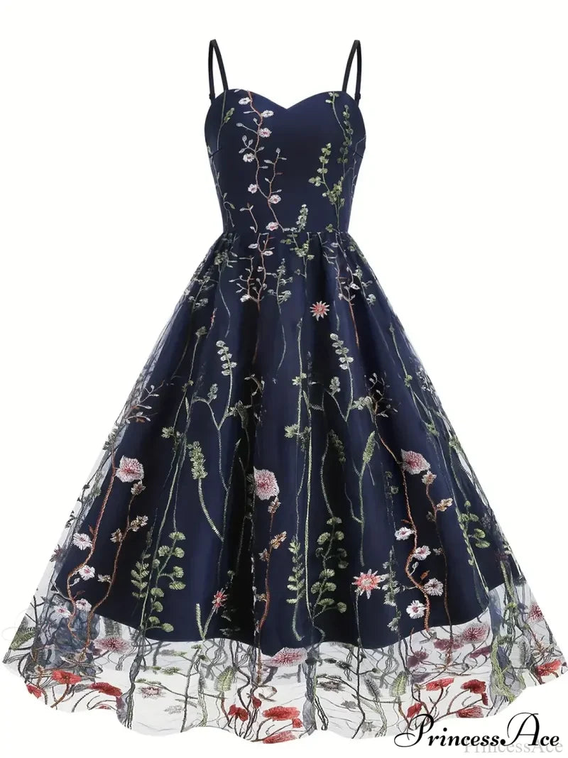 Party Mesh Flowered A Embroidery For Gown Line Summer S / Red Black Floral Maxi Dress
