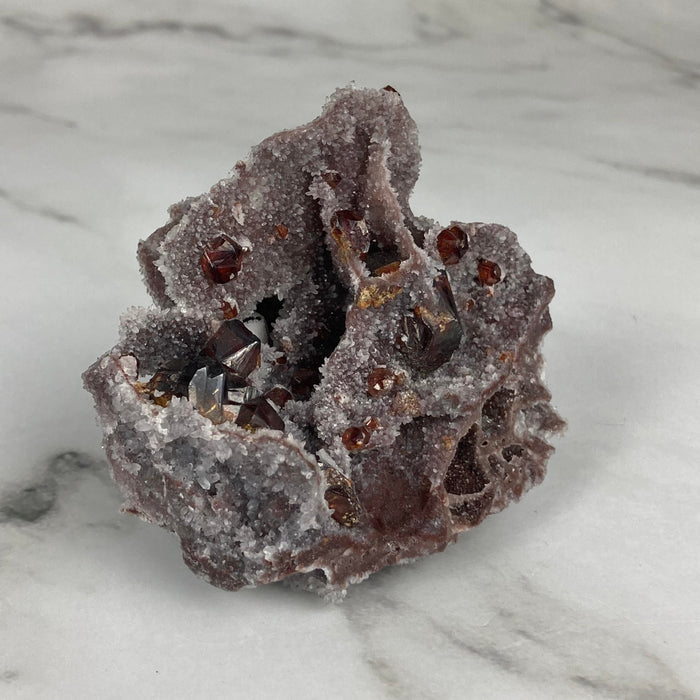 Sphalerite on Druzy Quartz Specimen - China