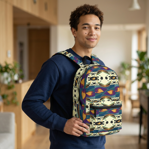 Spider Granma's Love Village Backpack — Colorful Abstract Print