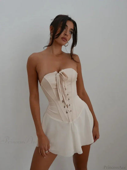 Strapless Bandage Lace-Up Mini Dress minidress-250223