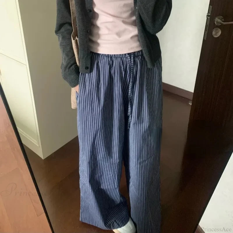 Striped Y2K Women Casual Elastic Pants
