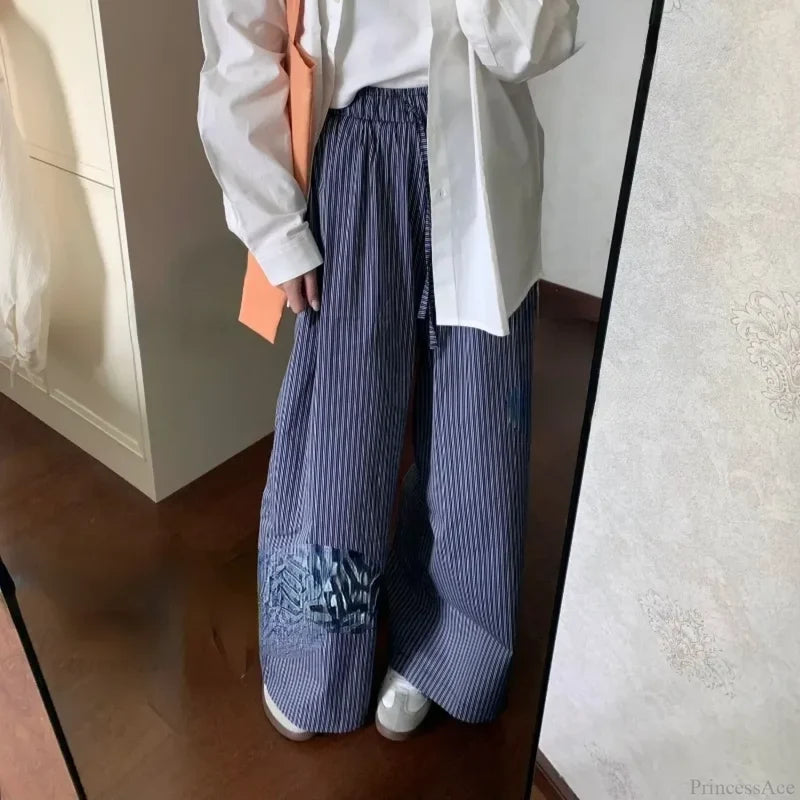 Striped Y2K Women Casual Elastic Pants