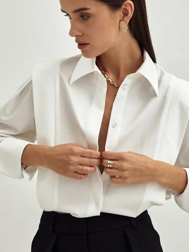 Structured Square Shoulder Panelled Blouse