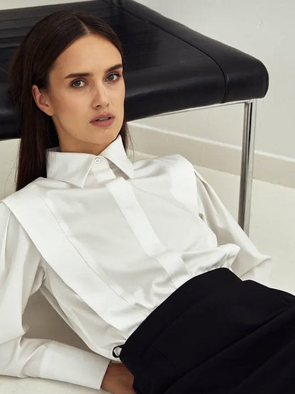 Structured Square Shoulder Panelled Blouse