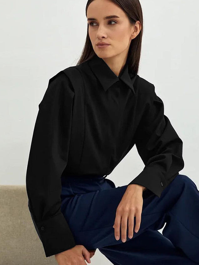 Structured Square Shoulder Panelled Blouse