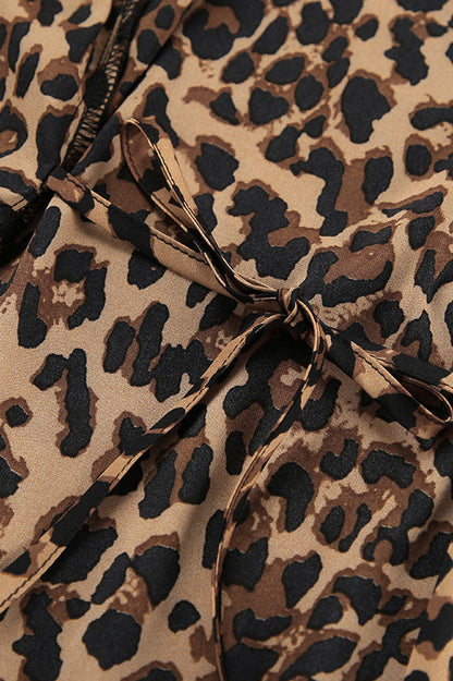 Stylish Leopard V Neck Slit Maxi Dress