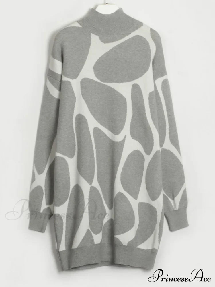 Sweater Gown With Mock Neck Contrast Sweaters-L