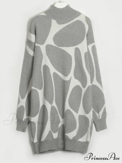 Sweater Gown With Mock Neck Contrast Sweaters-L
