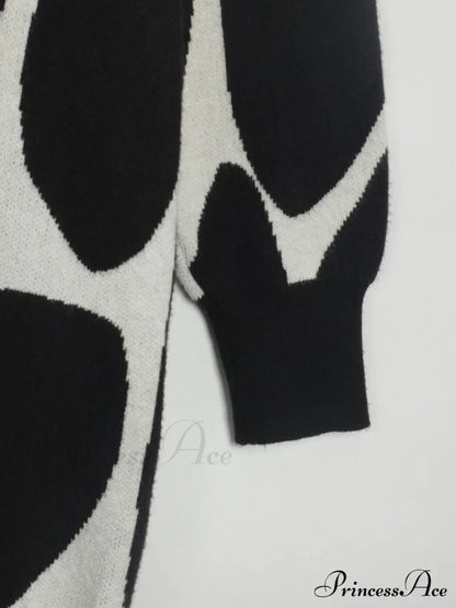 Sweater Gown With Mock Neck Contrast Sweaters-L