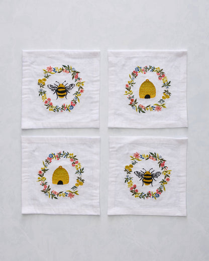 Sweet Bee - Cocktail Napkins Set of 4 - Soft Blue - Printfresh