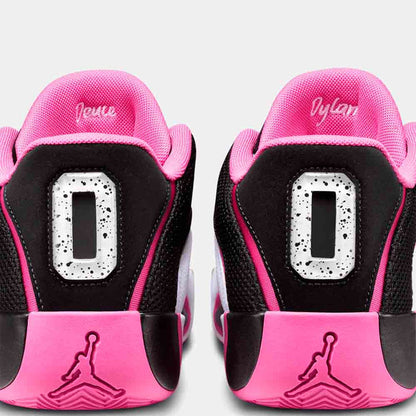 Rear view of the Jordan Tatum 4 "Black Pinksicle".