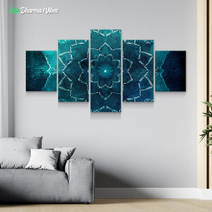 Teal Flower by McAshe 5-Piece Canvas