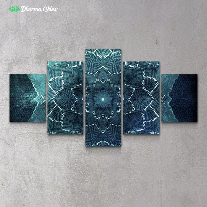Teal Flower by McAshe 5-Piece Canvas