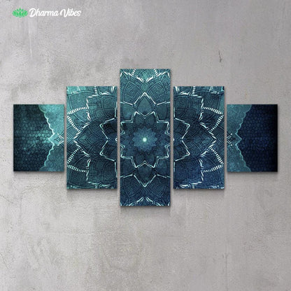 Teal Flower by McAshe 5-Piece Canvas