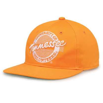 Tennessee Retro Circle snapback hat in Tennessee orange, angled view