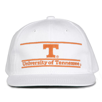 Tennessee Retro Bar snapback hat in white, front view