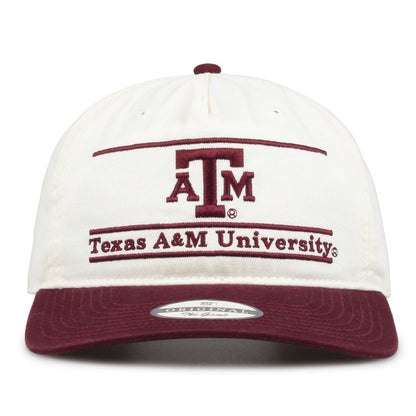 Texas A&M Original Bar snapback hat with embroidered school design, front view