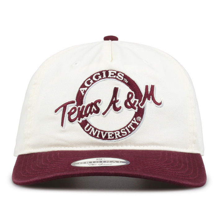 Texas A&M Original Circle snapback hat with embroidered school design, front view