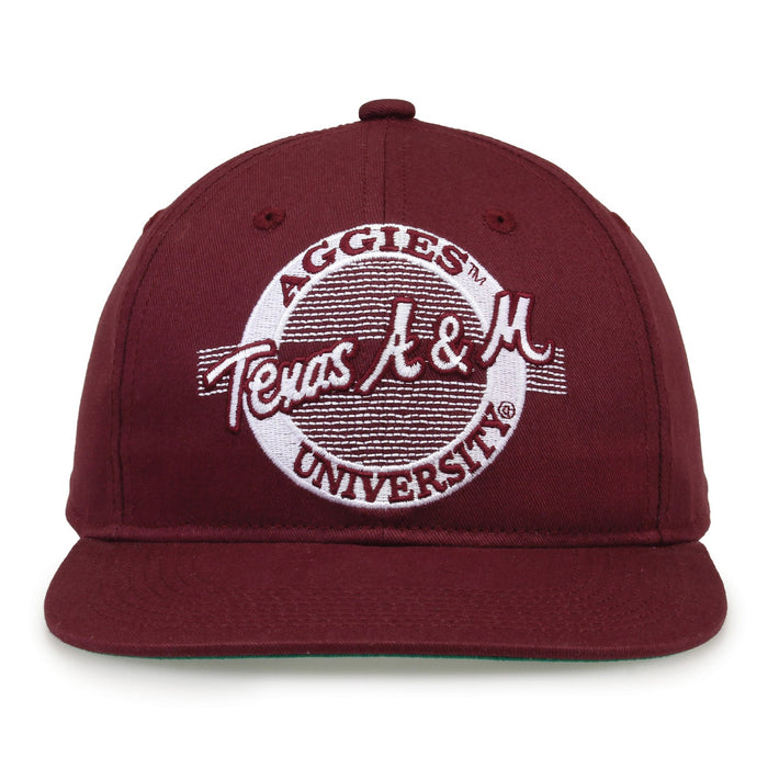 Texas A&M Aggies Retro Circle Snapback - Maroon, front view