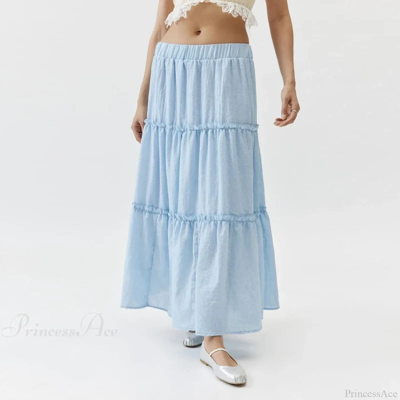 Tiered Bohemian Frill Trim Skirt skirts-250223