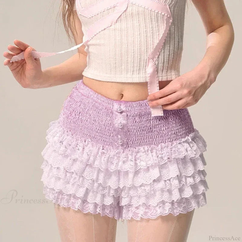 Tiered Lace Cake Pettipants Skirt PURPLE / S skirts-250223