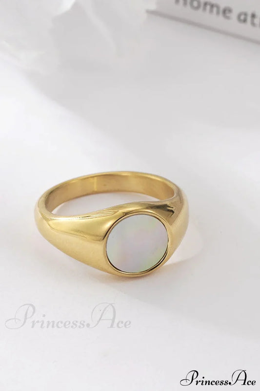 Titanium Steel Natural Opal Closed Rings