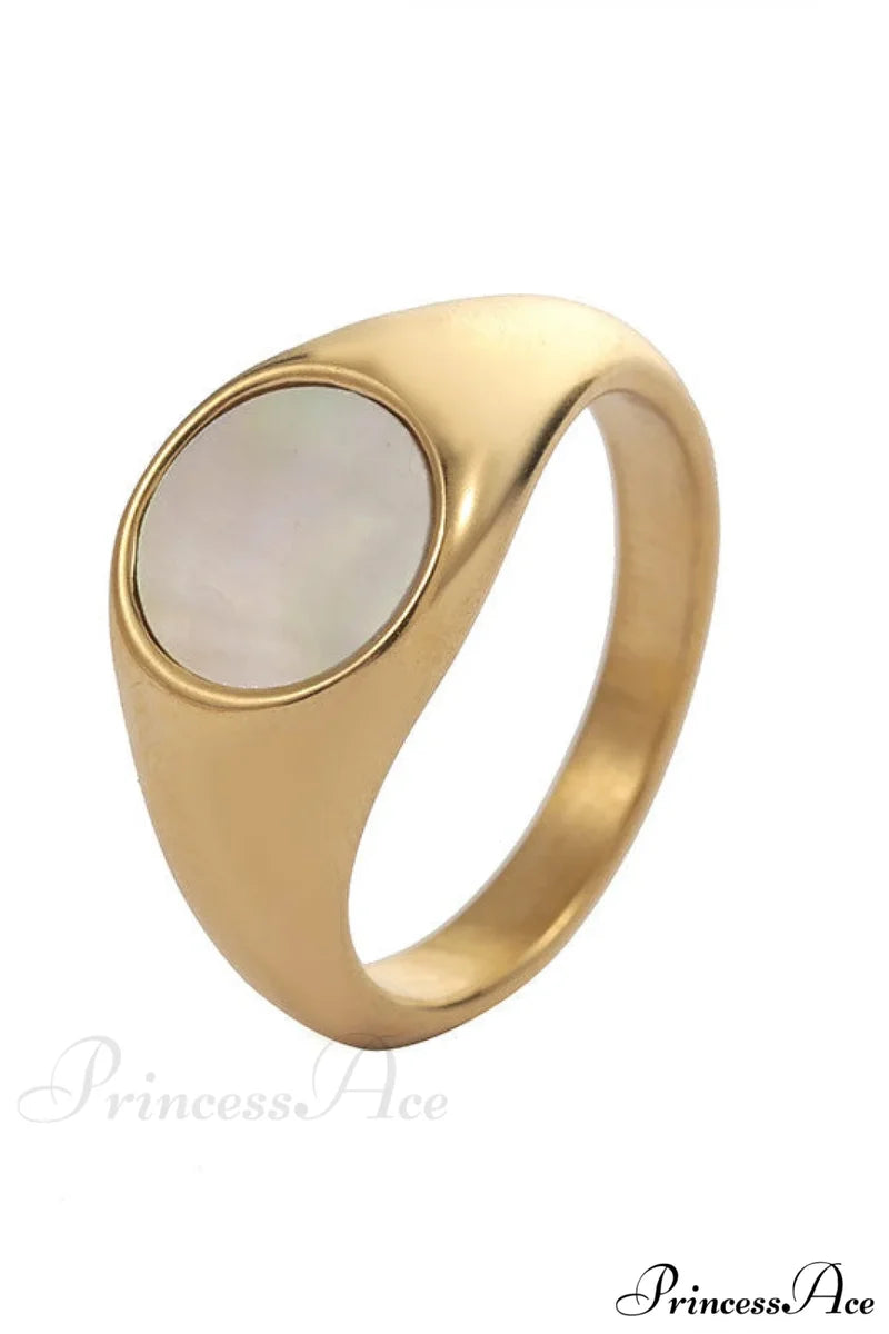 Titanium Steel Natural Opal Closed Rings