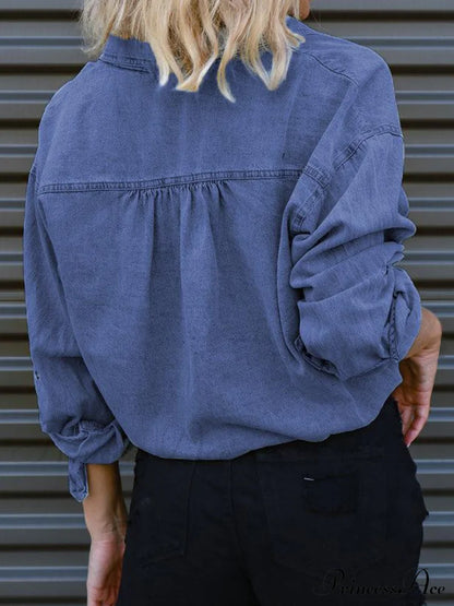 Top With Tie Denim Detail Women’s Clothing