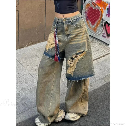 Torn Empty Dark Harajuku Pant Yellow / S
