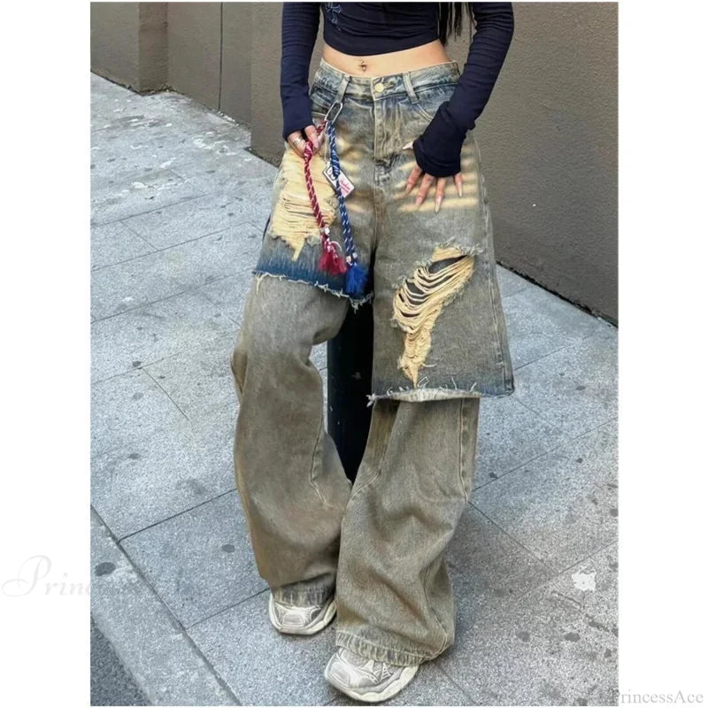 Torn Empty Dark Harajuku Pant