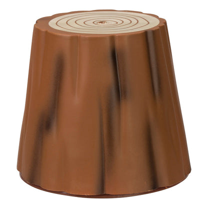 This brown, cylindrical stool with a textured, tree stump design is ideal for displaying your Toysmith Grow Bigfoot toys or other mythical creature collectibles.