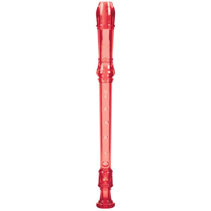 The Toysmith Recorder by Toysmith is a red plastic children's recorder with finger holes, shown vertically against a white background—perfect as a beginner musical instrument.