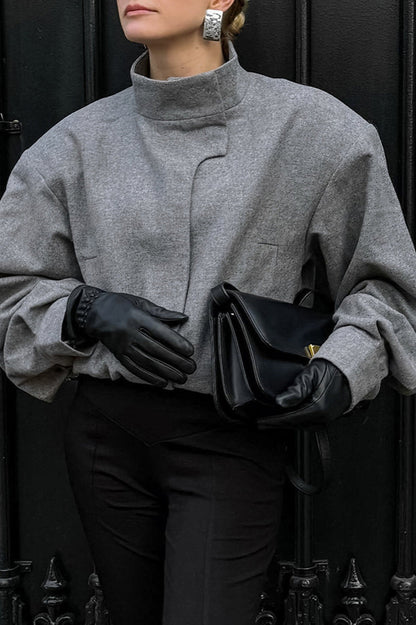Trendy Grey Wool Short Coat