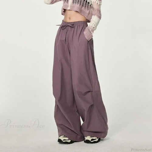 Trendy Loose Workwear Cargo Pants PURPLE / S (35-45KG)
