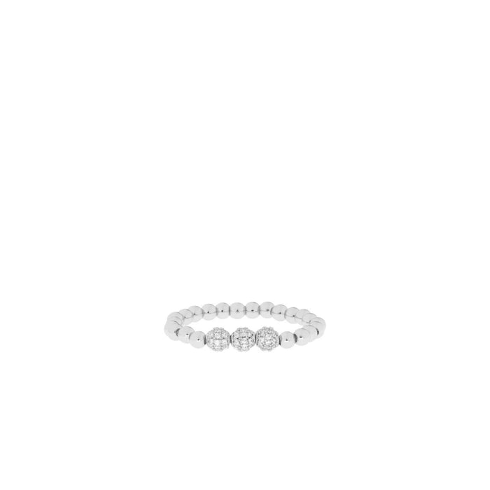 Triple Pave Stretch Ring: Silver