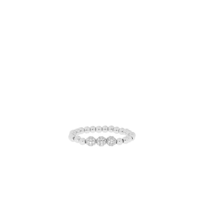 Triple Pave Stretch Ring: Silver