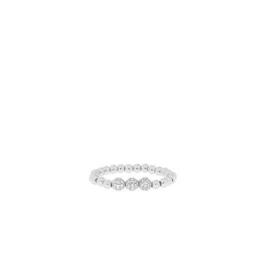 Triple Pave Stretch Ring: Silver