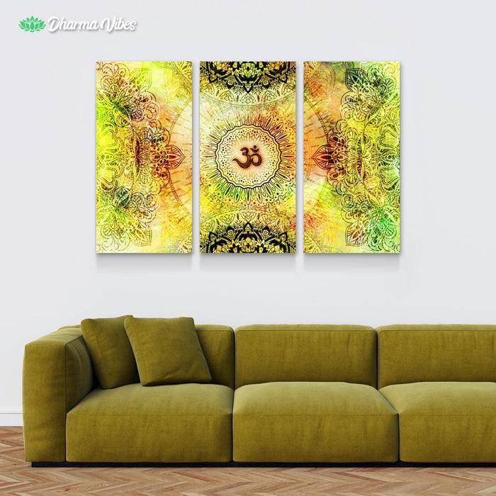 Tropical OM mandala by McAshe 3-Piece Canvas Art