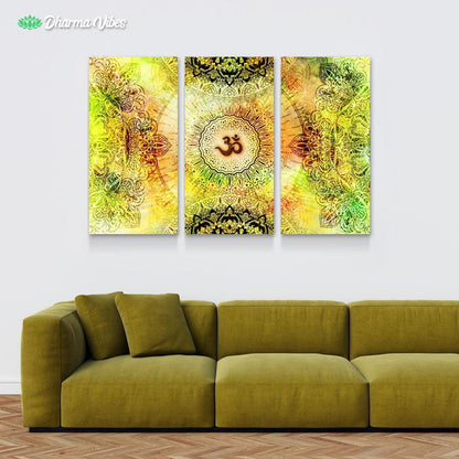 Tropical OM mandala by McAshe 3-Piece Canvas Art