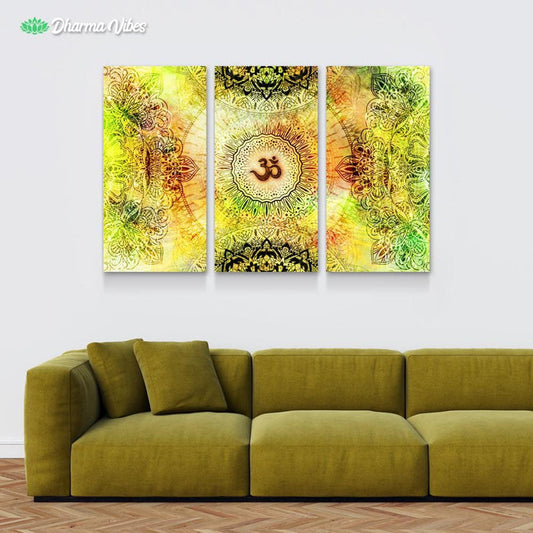Tropical OM mandala by McAshe 3-Piece Canvas Art