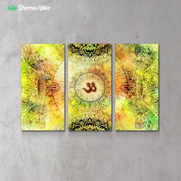 Tropical OM mandala by McAshe 3-Piece Canvas Art
