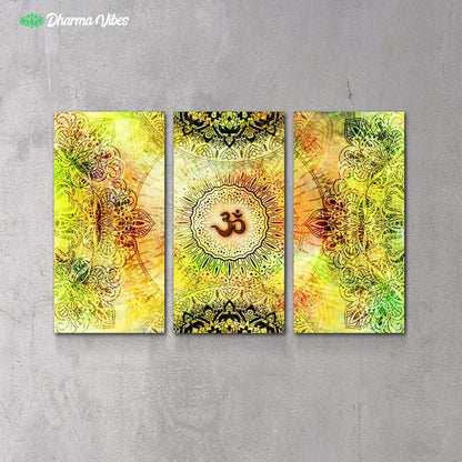 Tropical OM mandala by McAshe 3-Piece Canvas Art
