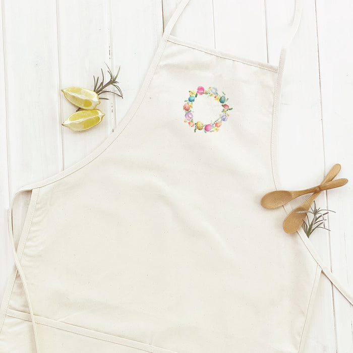Tulips and Speckled Egg Wreath - Easter Women's Apron