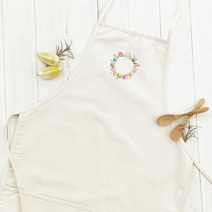 Tulips and Speckled Egg Wreath - Easter Women's Apron