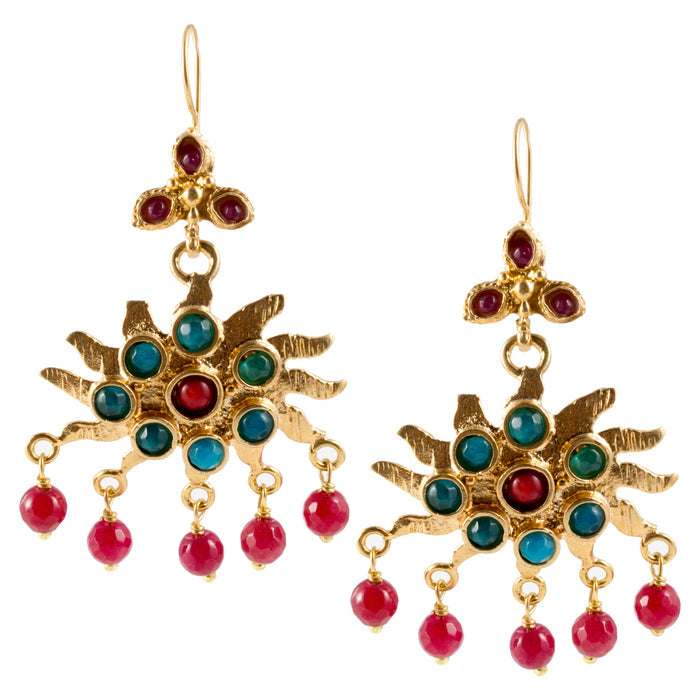 Turkish Delights Earrings: Sunburst Chandelier Drops