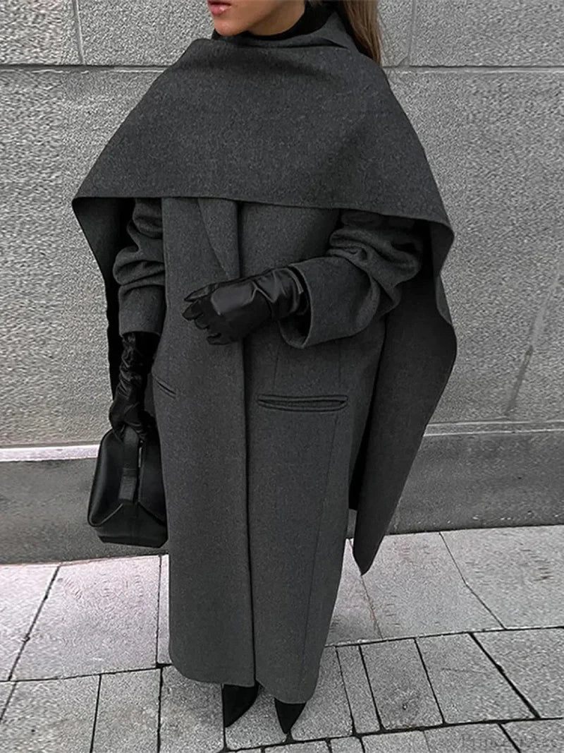 Turn-Down Collar Double-Breasted Overcoat